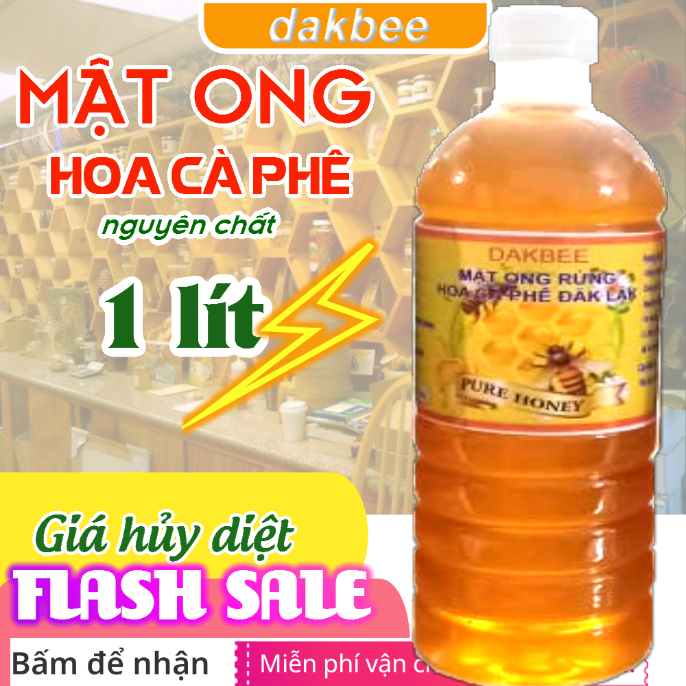 1 LÍT (1300 gr) - Mật ong rừng hoa cà phê nguyên chất Daklak - tăng cường sức khỏe, sức đề kháng, cam kết chất lượng - coffee blossom honey - natural organic honey - mat ong hoa ca phe nguyen chat [ dakbee ] [GIÁ SẬP SÀN]