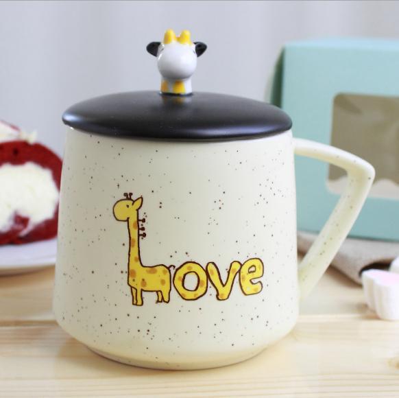 Ly sứ nắp Nai Hàn Quốc 500ML