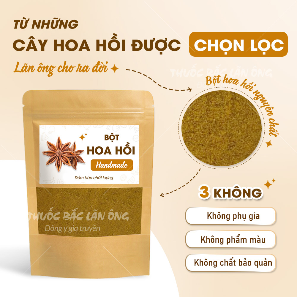 Bột hoa hồi 100g, bột đại hồi nguyên chất, thơm, mịn, gia vị nấu ăn, ướp thịt thơm ngon