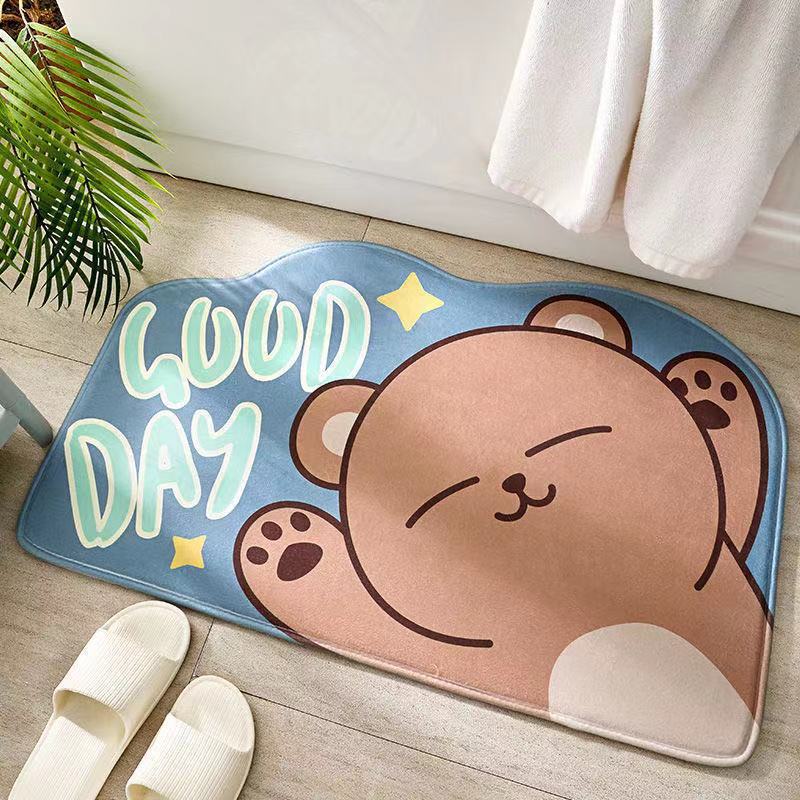 Thảm Lau Chân Nhà Bếp, Nhà Tắm Hình Động Vật  - Thảm Chùi Chân 3D Trải Sàn Nhà Thấm Hút Nước, Chống Trơn Trượt