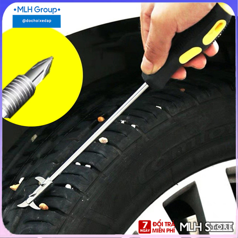 Dụng cụ móc lốp xe, lấy đinh,gảy đinh, loại bỏ đá trên lốp 2 in 1 với cây tua vít giúp lấy, cạy đinh bảo vệ xe MLH