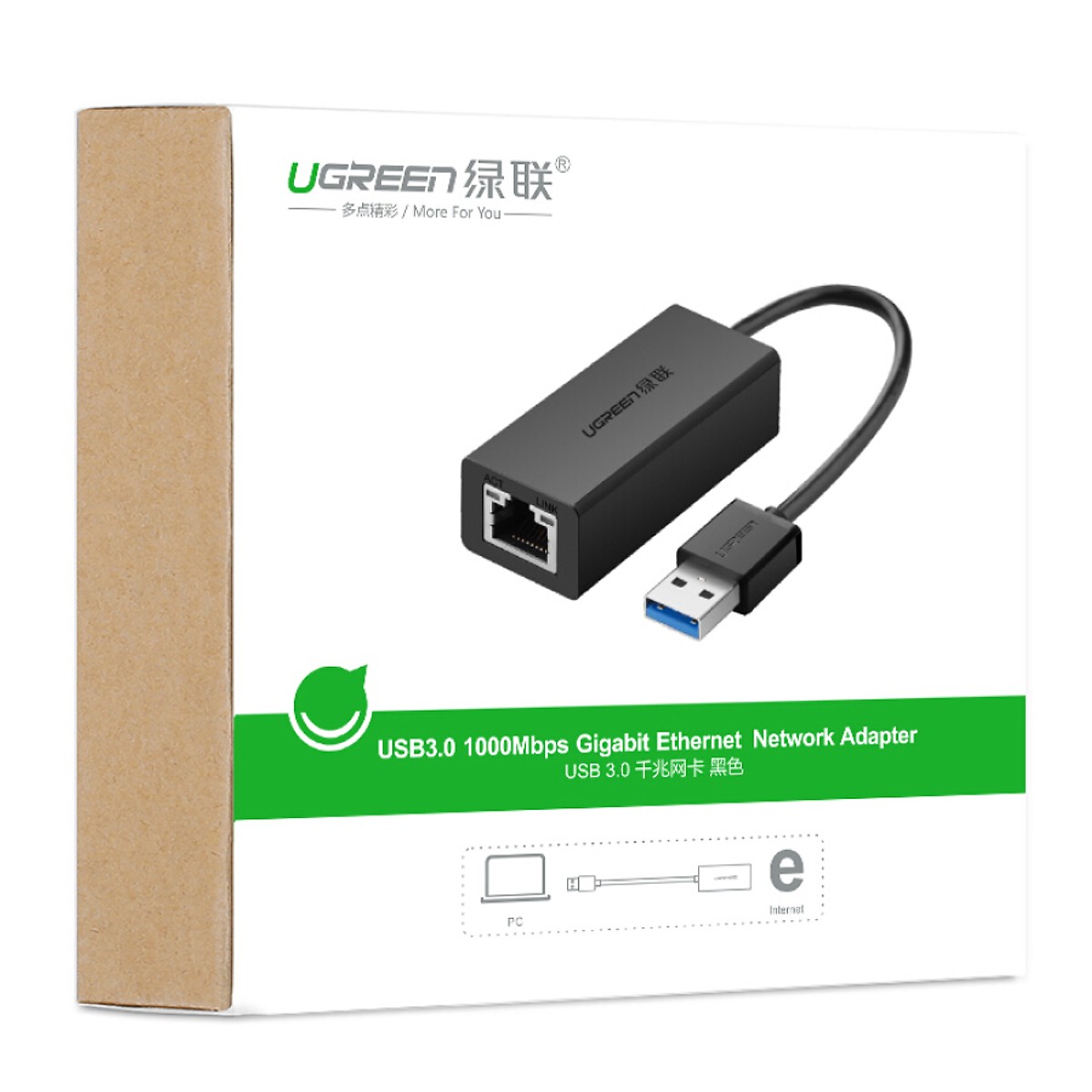 Bộ chuyển đổi USB 3.0 ra LAN Ugreen 20256 tốc độ 10/100/1000Mbps