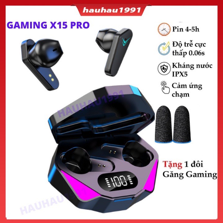 Tai Nghe Gaming X15 Bluetooth 5.1 Không Dây Giảm Tiếng Ồn Cảm Ứng Điều Khiển Vân Tay Âm Thanh Hifi 9D Cho Android