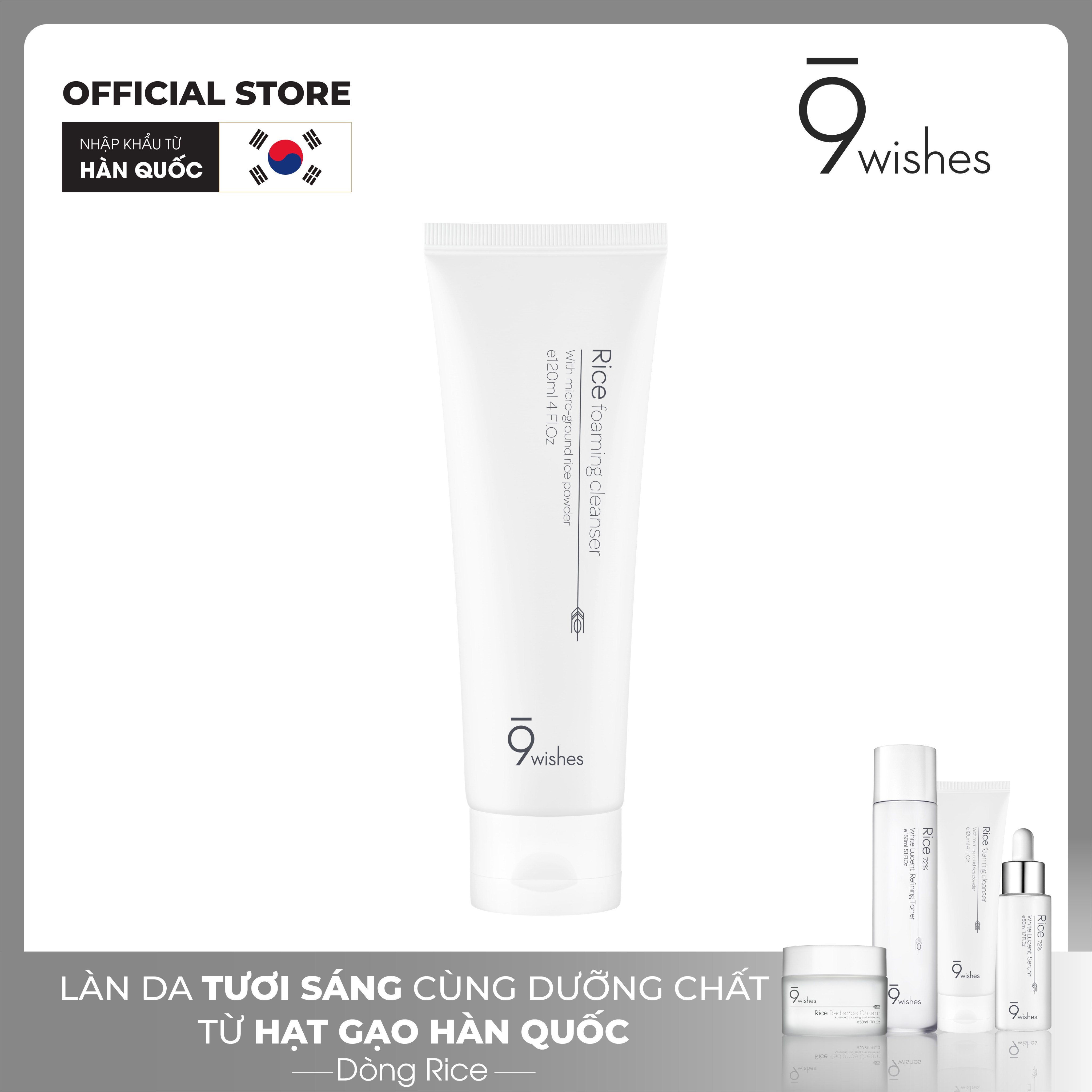 [DATE T3/2024] Sữa rửa mặt 9 WISHES RICE FOAMING CLEANSER