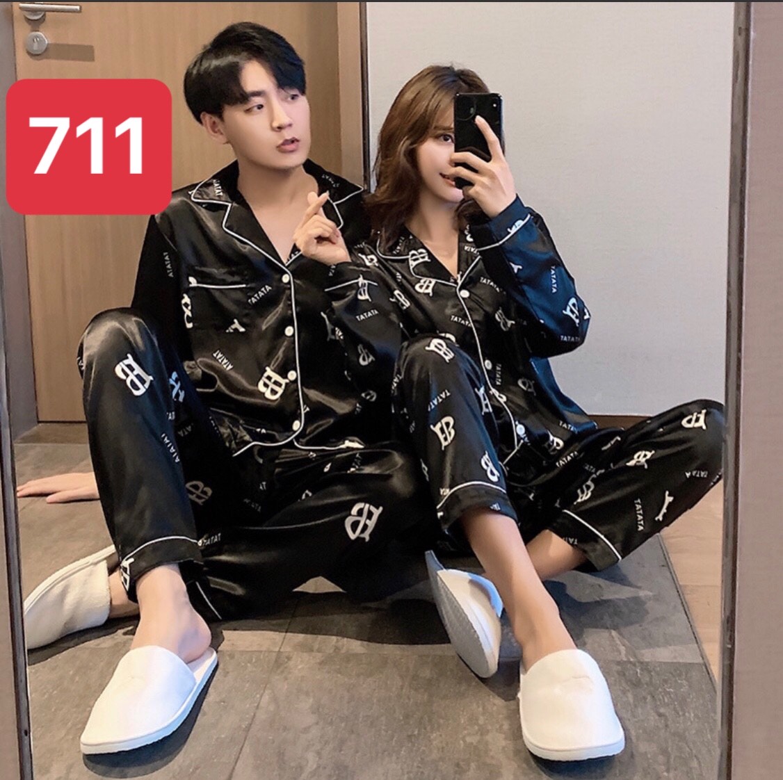 Bộ đồ Pyjama mặc đôi nam nữ chất lụa mềm - Bộ mặc nhà nam nữ