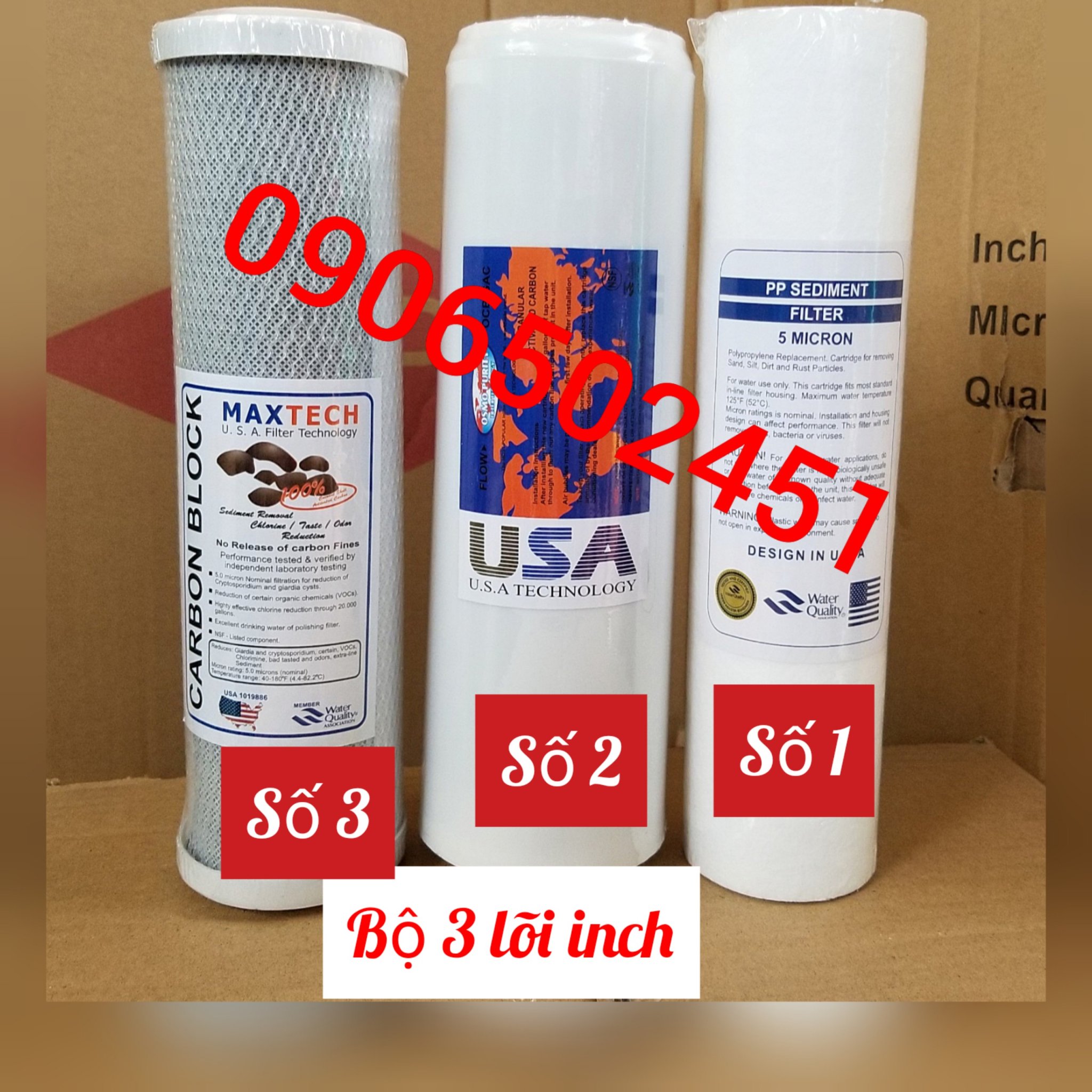 [HCM]Bộ sản phẩm 3 lõi lọc (lõi lọc số 1 & 2 & 3) 10inch