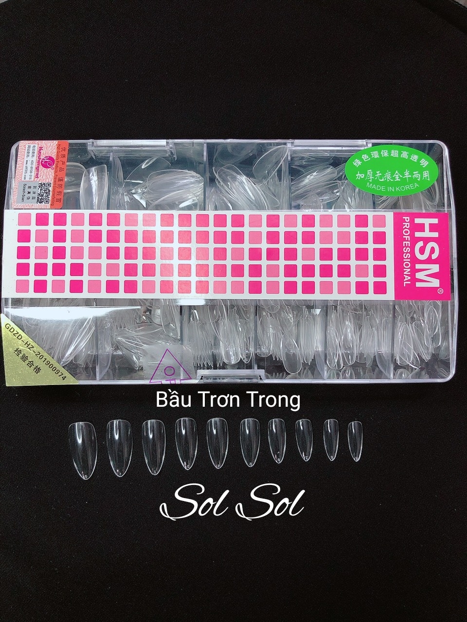 Móng úp lẻ size hsm - phom bầu trơn trong