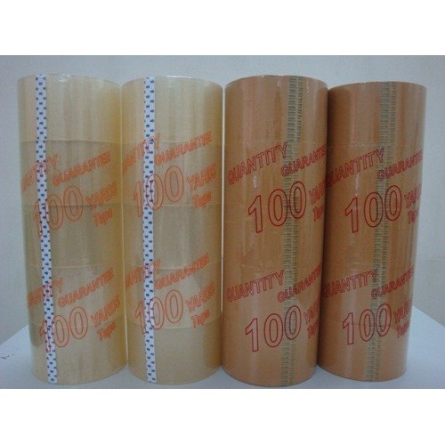 1 cây băng keo trong, đục 100y-1cây/6 cuộn 1,2kg