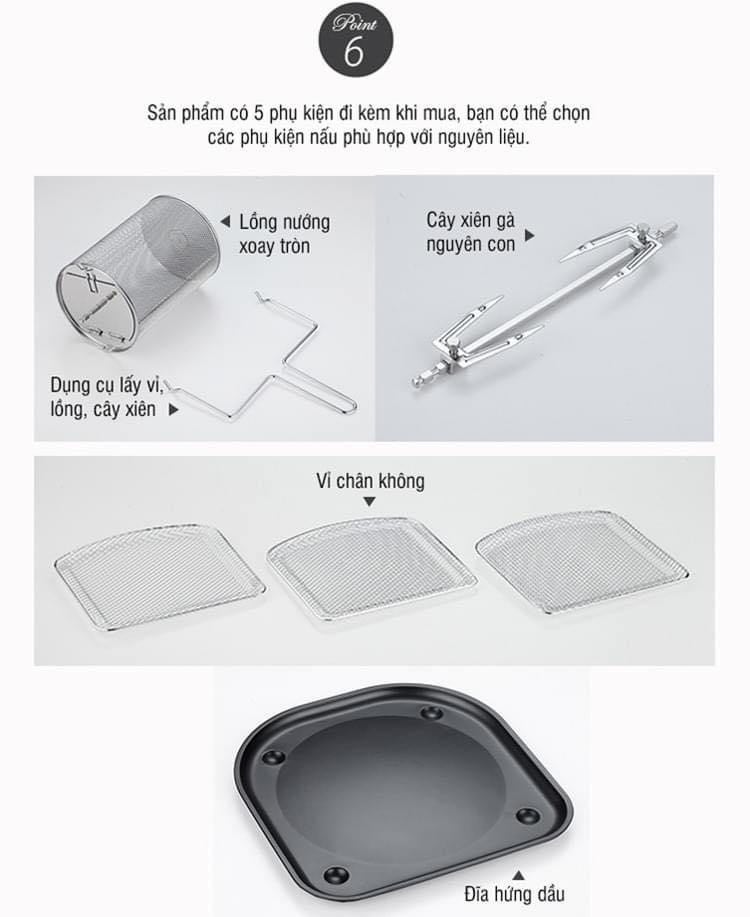 LÒ NƯỚNG/NỒI CHIÊN KHÔNG DẦU LOCK&LOCK EJF696BLK / EJF699SLV (12 Lít)