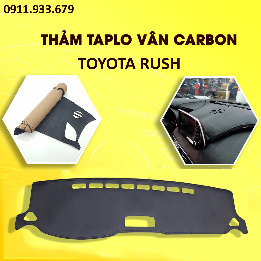 HCM - Thảm taplo da carbon xe RUSH 2018 đến 2022 màu đen- Hàng Cao Cấp Loại 1,chống nắng thẩm mỹ