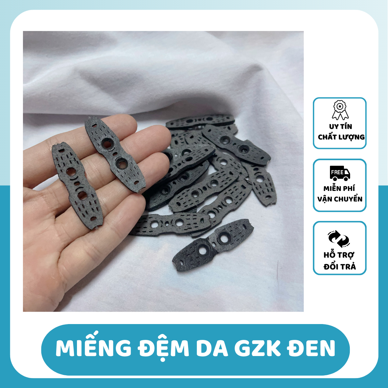 10 Miếng Da GZK Màu Đen 3 Lỗ Bi 6-7-8