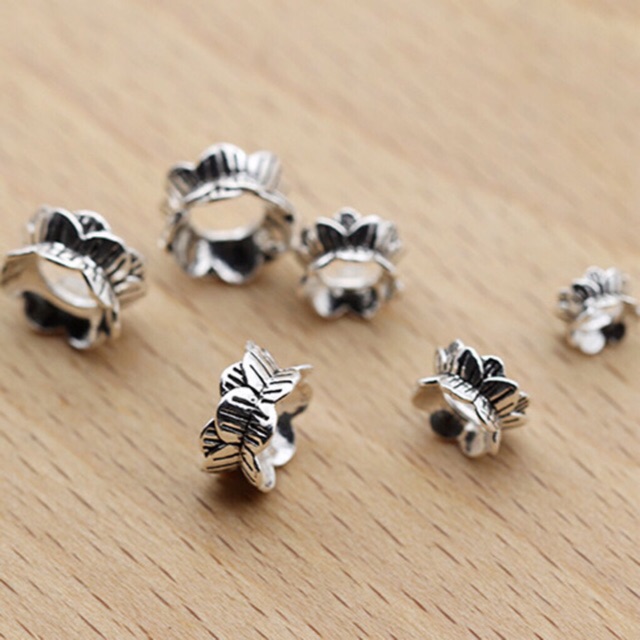 [S925] Charm bạc ốp đá hoa sen - MH328