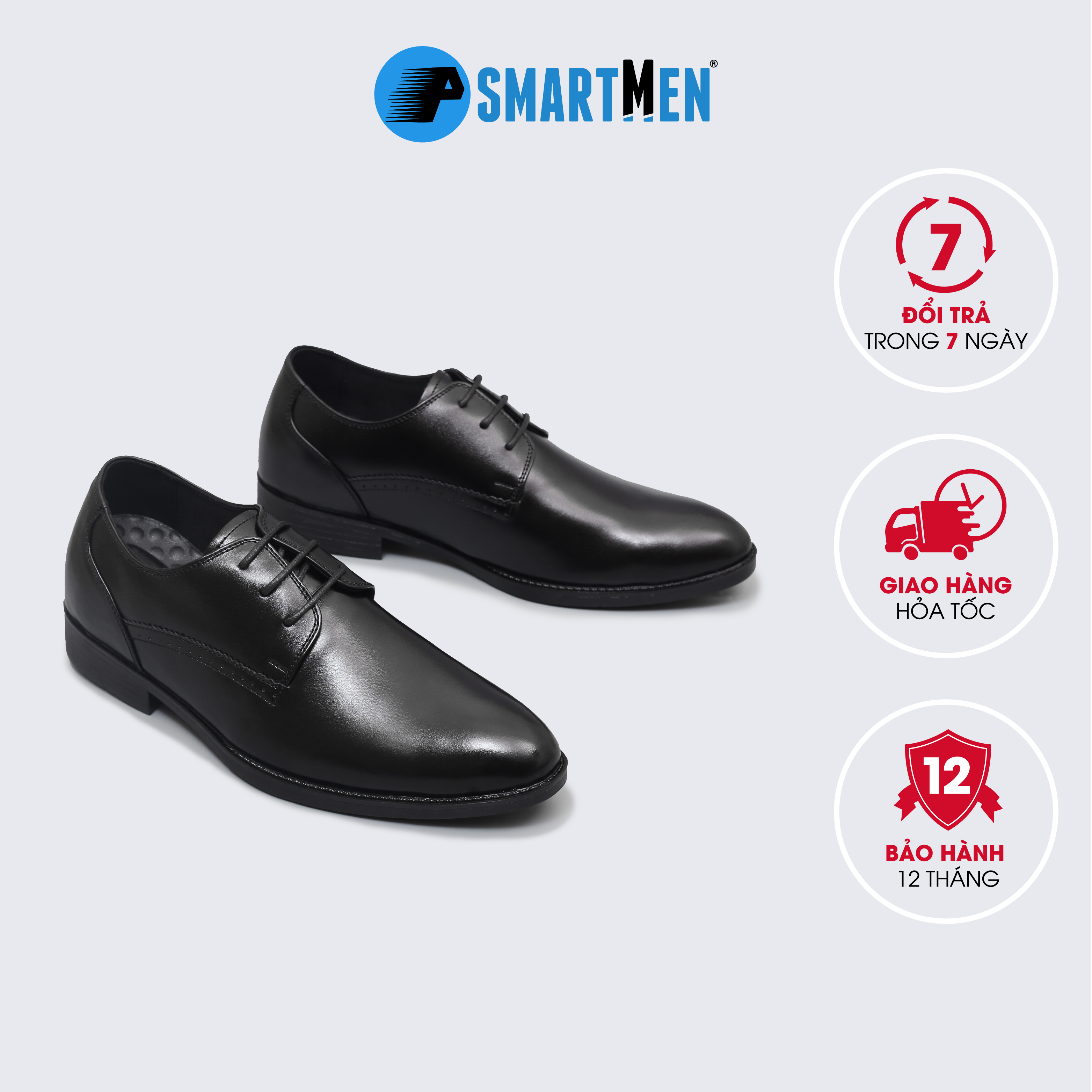 Giày Công sở tăng chiều cao SMARTMEN GD3-02 Đen