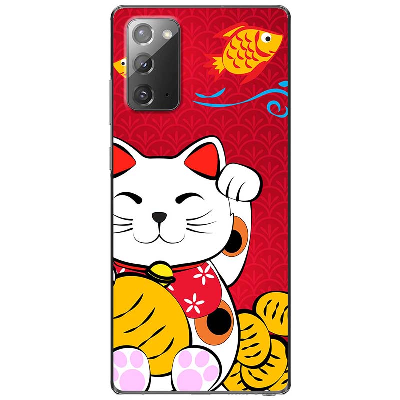 Ốp lưng dành cho Samsung Galaxy Note 10, Note 10 Plus, Note 10 Lite, Note 20, Note 20 Ultra mẫu Mèo thần tài cá chép