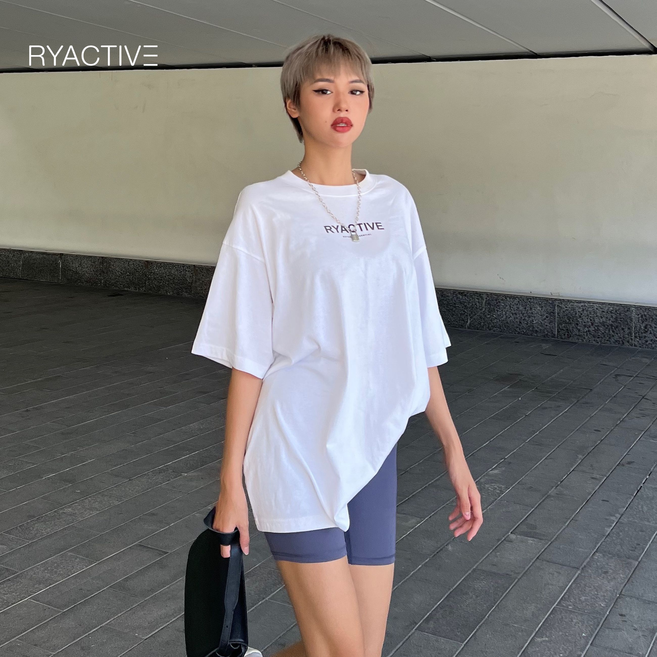 Áo thun form oversize RYACTIVE - RYACTIVE ESSENTIAL TEE  White