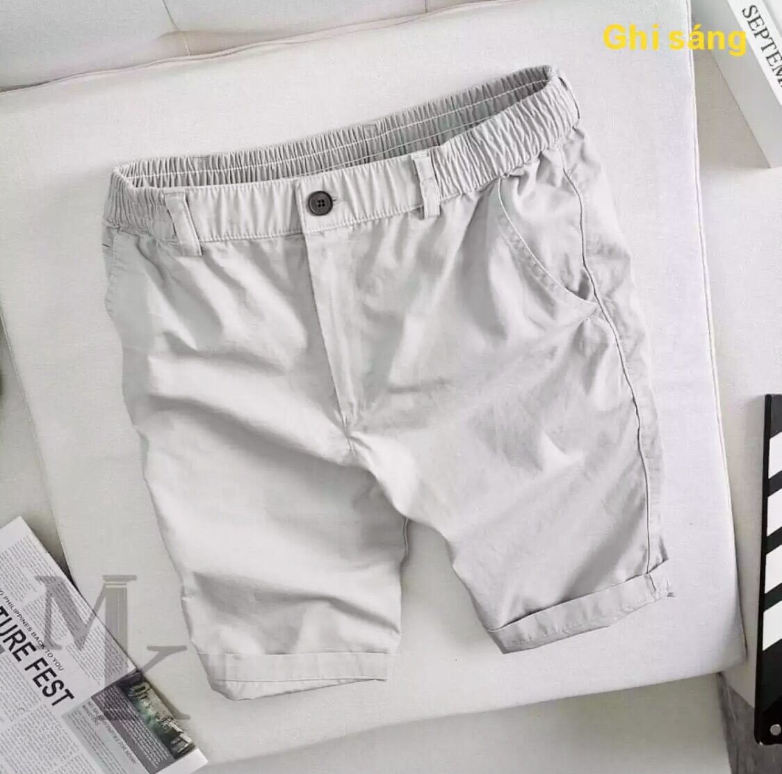 Quần short nam kaki cạp chun mềm mịn co giản T20