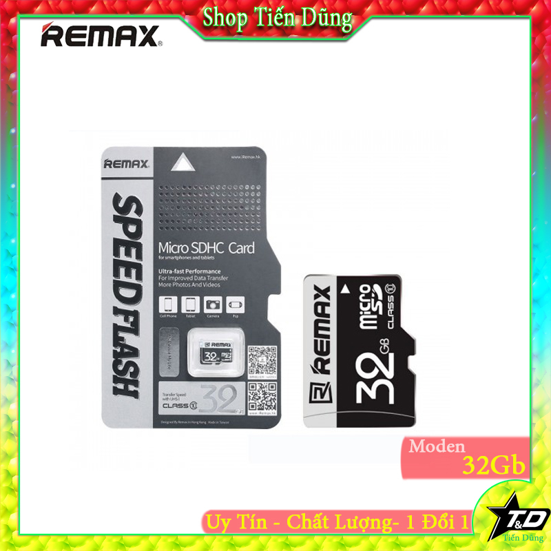 Thẻ nhớ Micro SD 32gb của hãng remax tốc độc Class 10 dùng cho camera, máy ảnh , máy ghi âm, loa , đài và nhiều loại khác