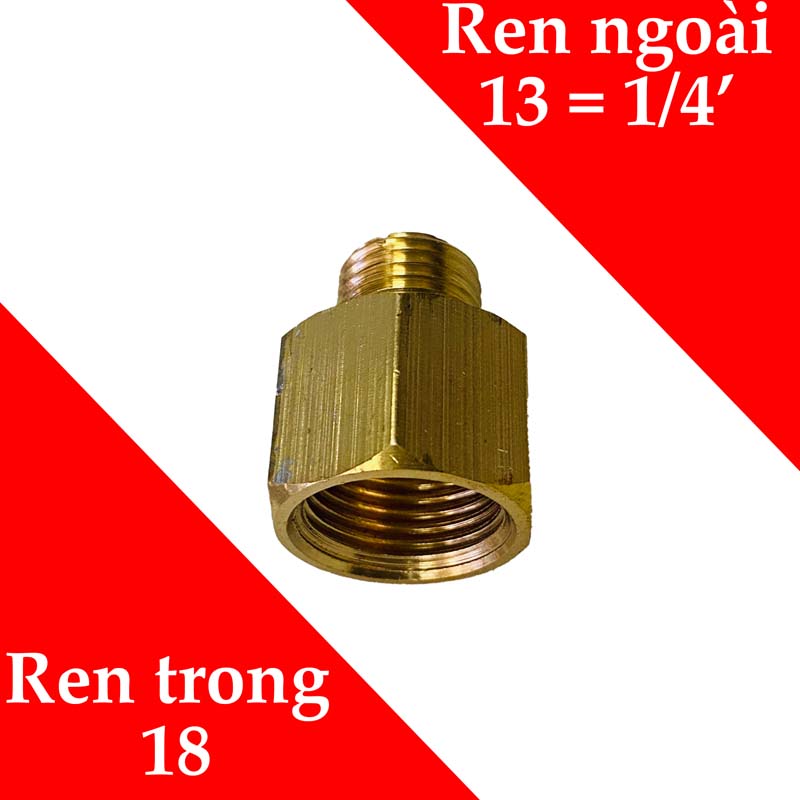 Sơ mi thau ren 18mm - nối ren trong ren ngoài - con nối máy bơm nước - nối chuyển ren