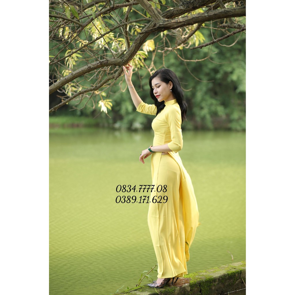 Áo Dài Trơn Lụa Nhật Màu Vàng Cốm - Màu Siêu Xinh