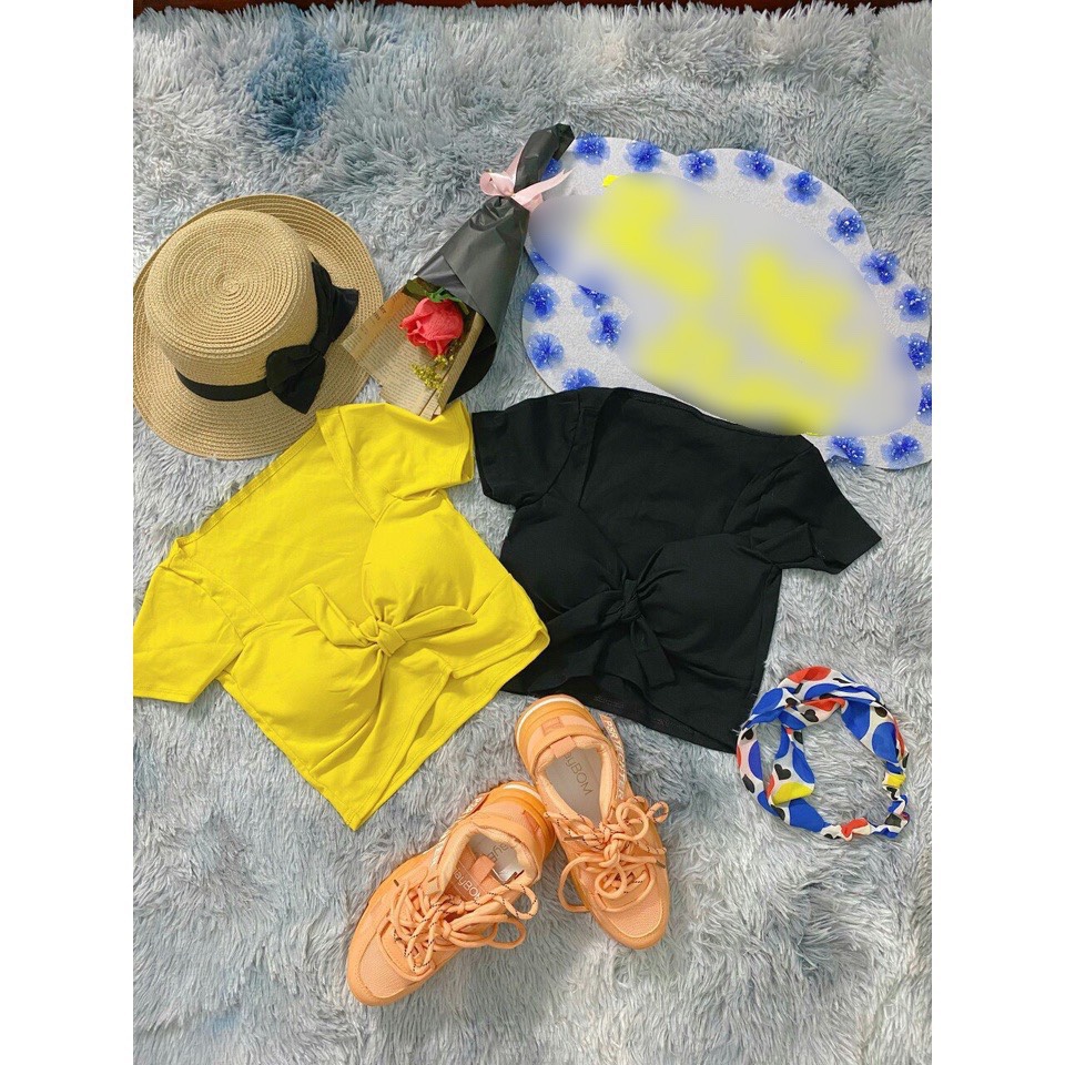 Áo croptop borip cột nơ có mút đủ màu tôn dáng