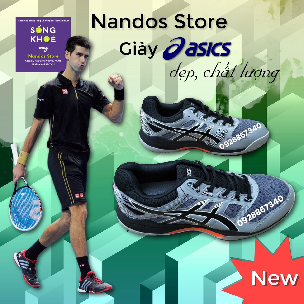 [HCM][GIẢM GIÁ 25%] GIÀy TENNIS A SICS DJOKOVIC T10/202