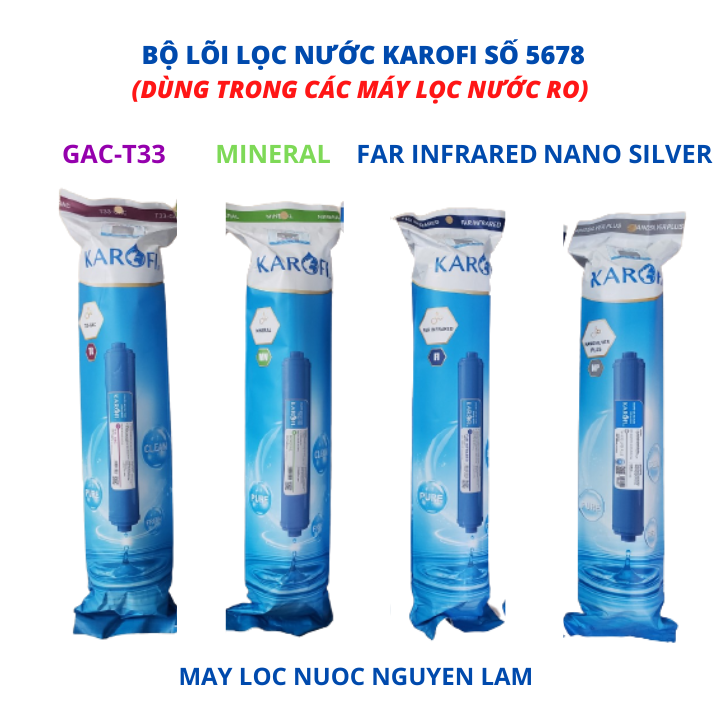 (HCM) Bộ Lõi Lọc Nước KAROFI Số 56789-(Dùng Trong Các Máy Lọc Nước RO)