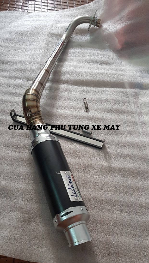 Pô LeoVince gắn xe Wave, Dream, Sirius, Cub, Elegant, Jupiter, Future ( kèm cổ 2 khúc inox 304 + pát treo + lò xo )