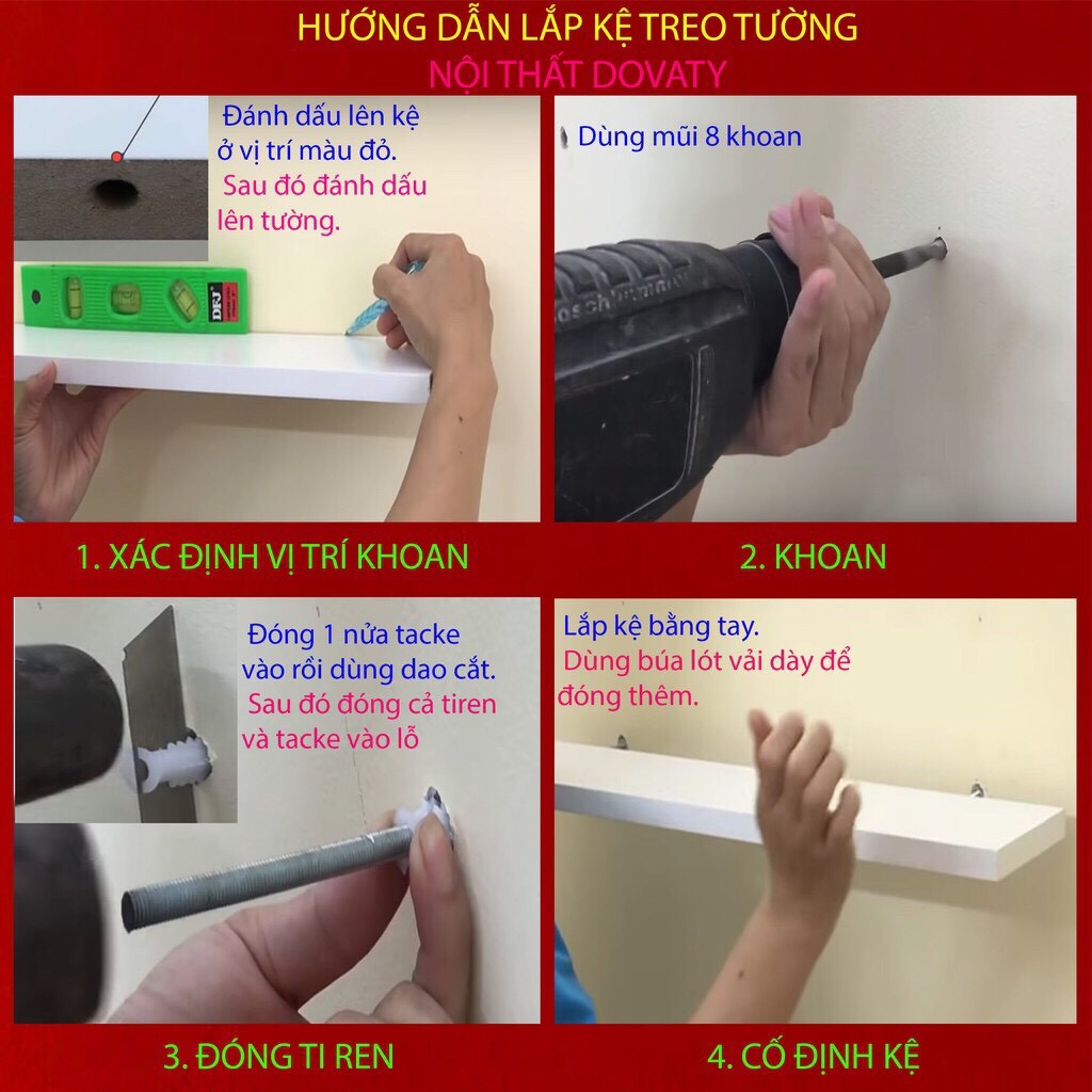 Kệ gỗ treo tường thanh ngang dài 80cm