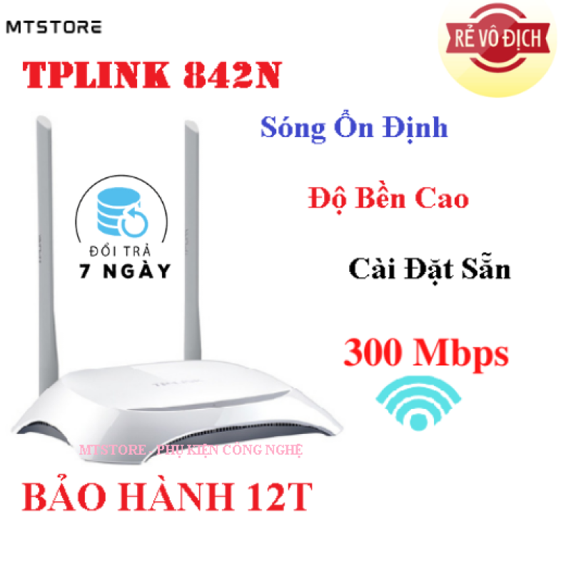 Bộ Phát Wifi TPlink, Modem Wifi TPLink 842N 2 râu chuẩn tốc độ 300 Mbps phát sóng khỏe, Cục phát wifi, Bộ kích sóng wifi - BH 6 Tháng