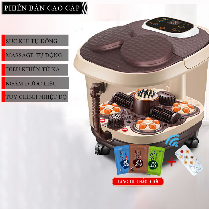Máy massge ngâm chân cao cấp tự động có sục khi tự động và điều khiển từ xa với 12 chức năng kết hợp giúp cơ thẻ sảng khoái , thoải mái, giảm stress -TẶNG KÈM TÚI THẢO DƯỢC