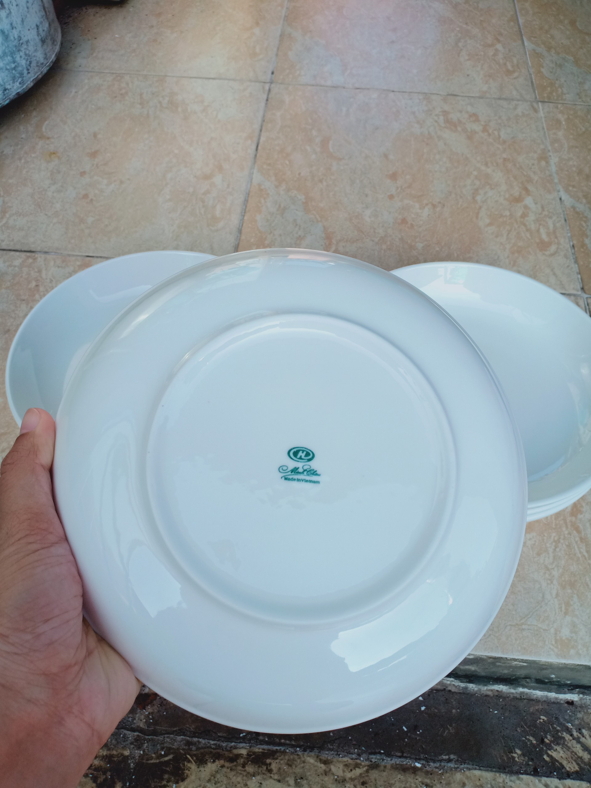 Combo 6 đĩa sứ cao cấp trắng tinh, dày dặn 20.5cm