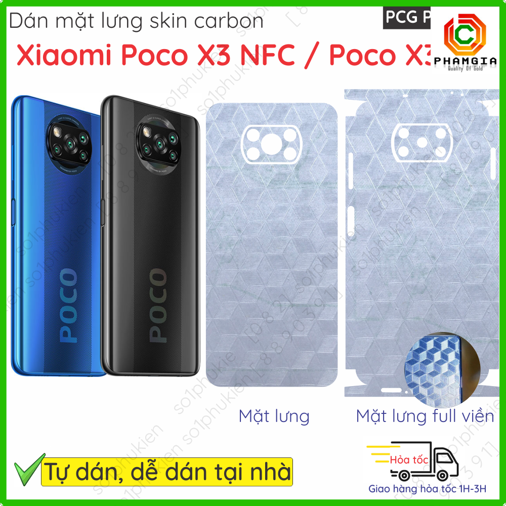 Miếng dán mặt lưng skin carbon Xiaomi Poco X3 NFC / Poco X3 pro