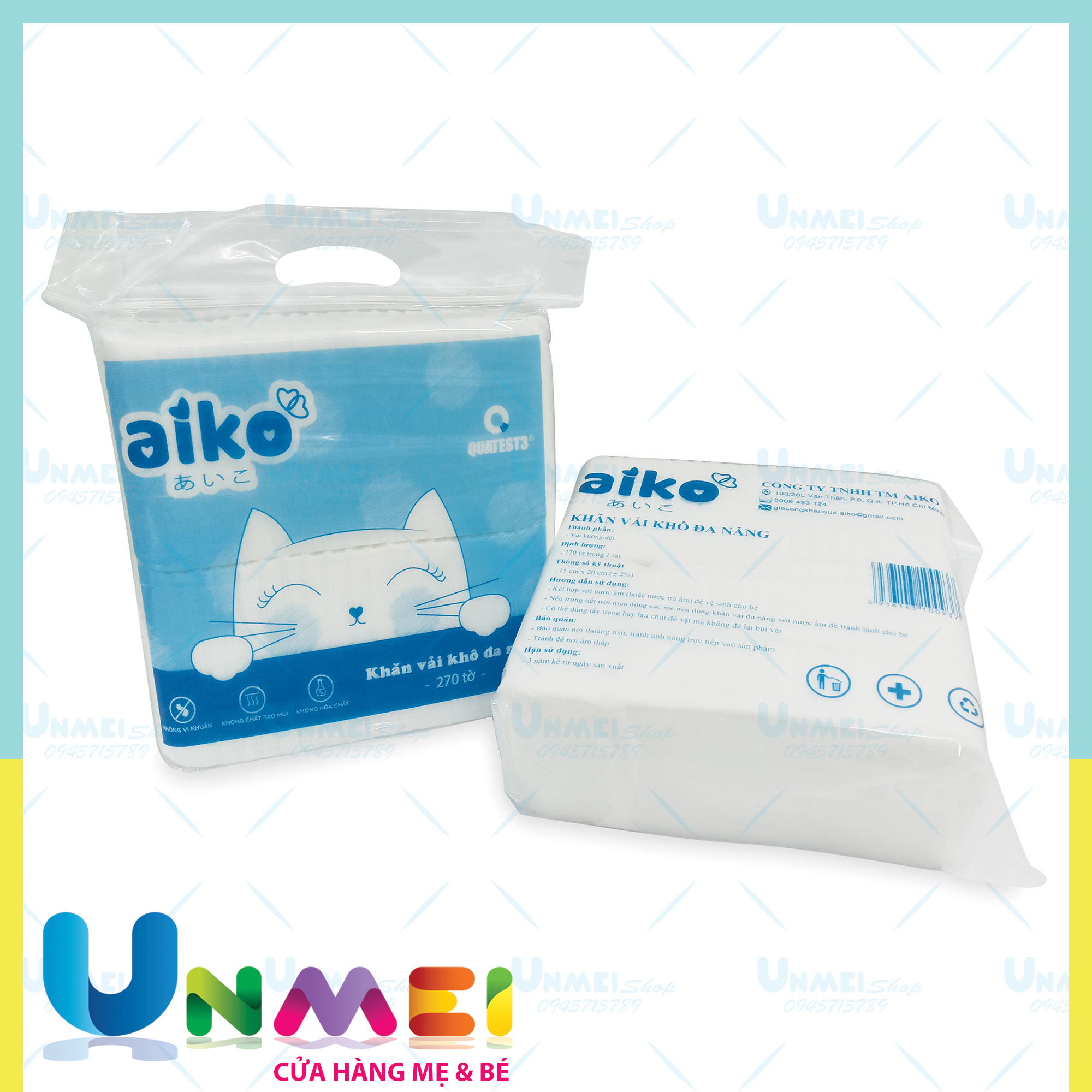[HCM]Bộ 10 Bịch Khăn vải khô đa năng Aiko 300g