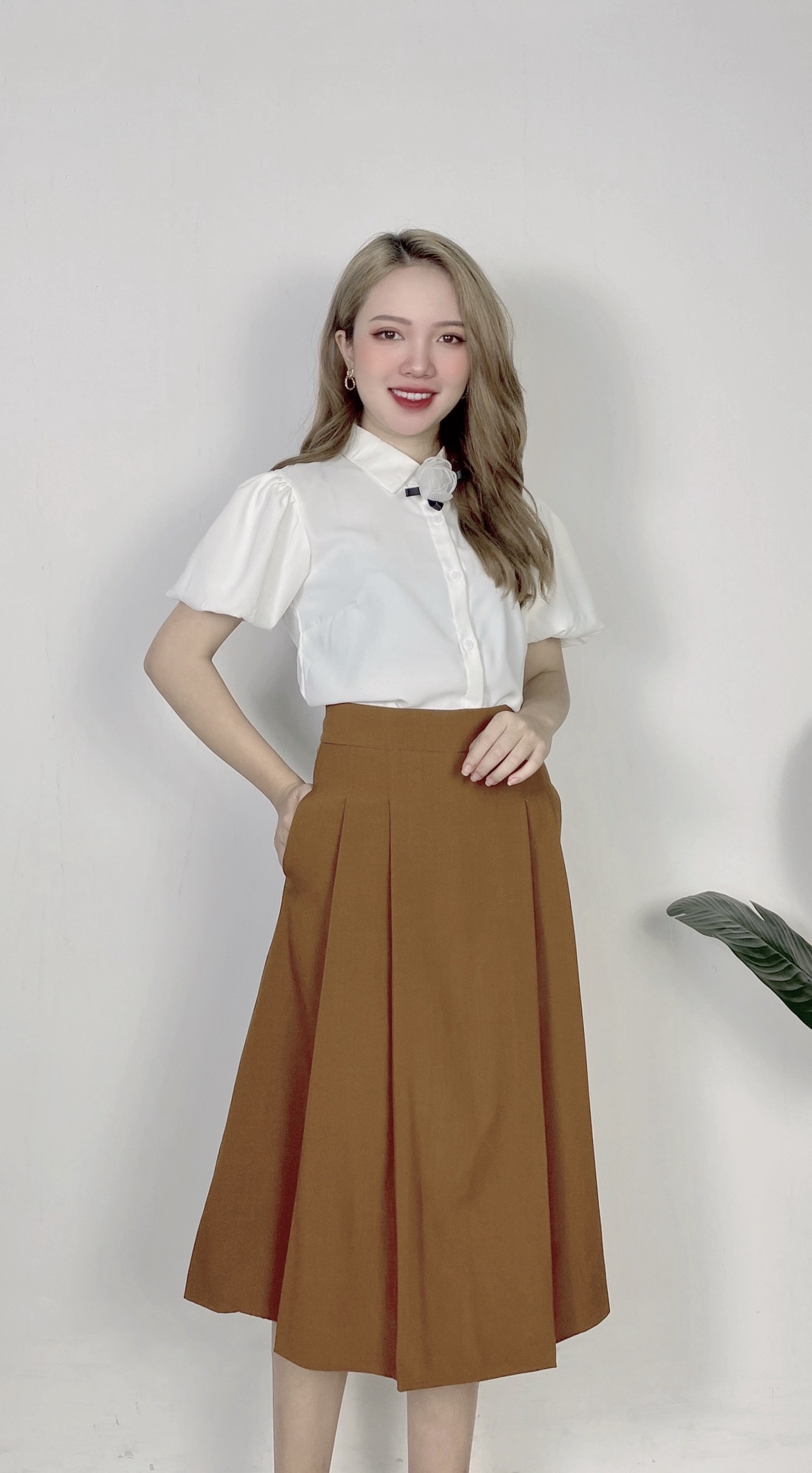Chân Váy Công Sở Xếp Ly 2 Bên