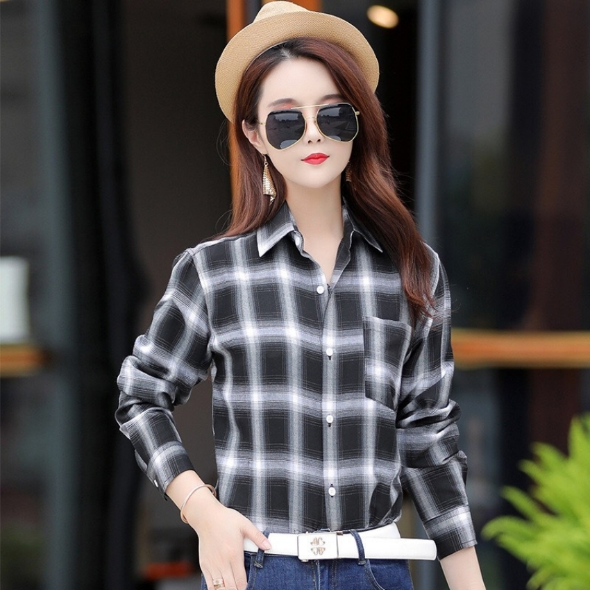 Áo khoác sơ mi caro nữ mẫu TP01 thời trang PONIVALAZA Chất Liệu Cap Cấp phong cách Hàn Quốc mới