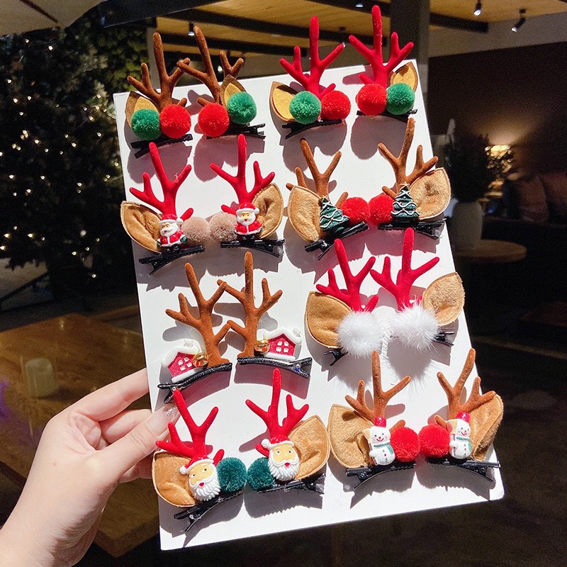 SET 2 KẸP TÓC NOEL GIÁNG SINH SIÊU XINH CHO BÉ GÁI