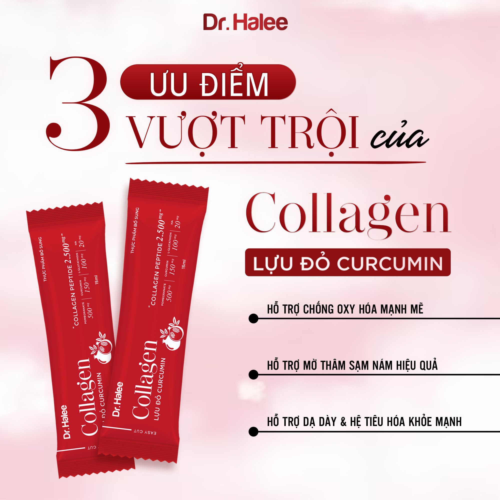 Collagen Lựu đỏ Curcumin - Hộp 10 gói
