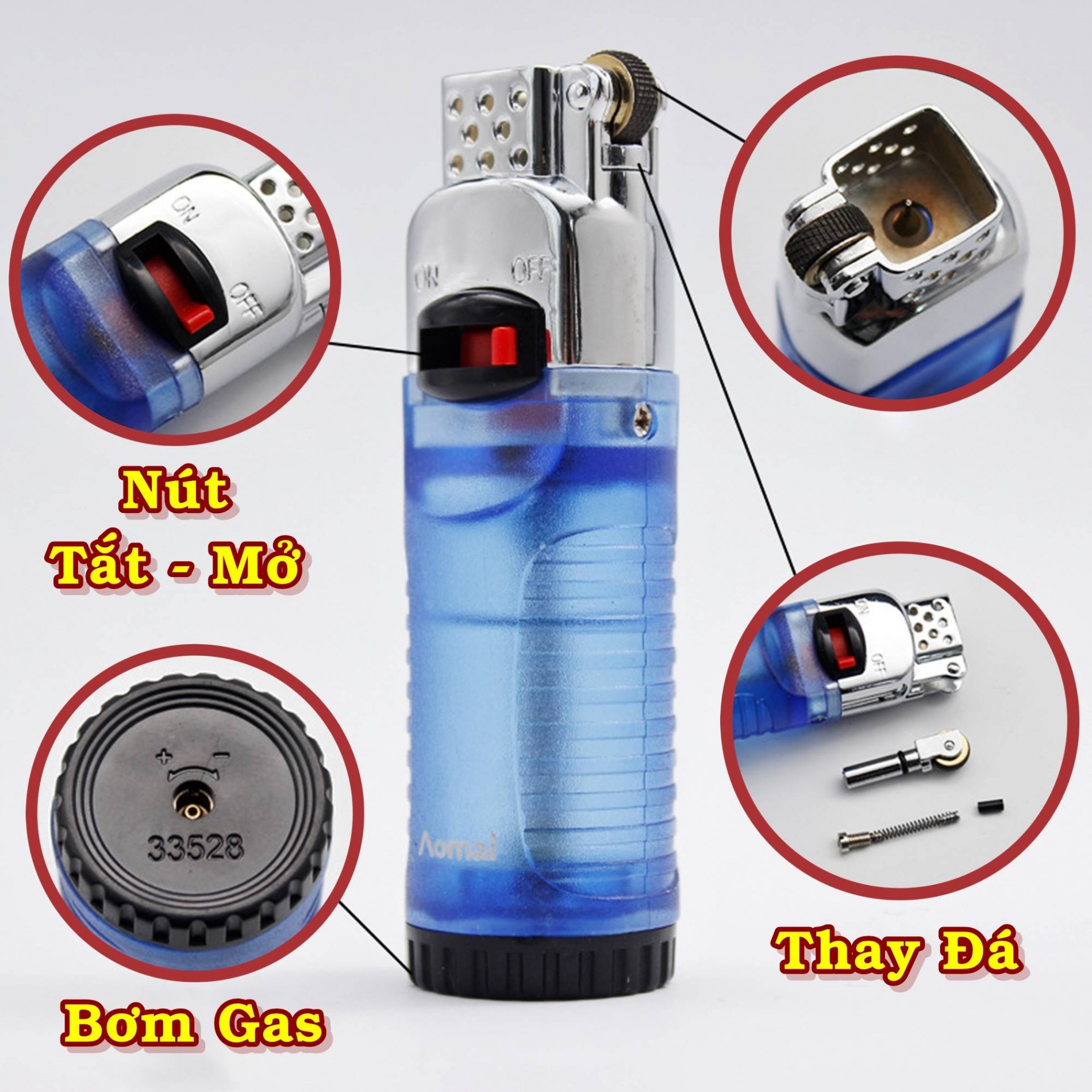 BẬT LỬA AOMAI 7102 MA TRƠI LỬA BAY (GAS LỘ THIÊN) AM7102 - (XÀI GAS)