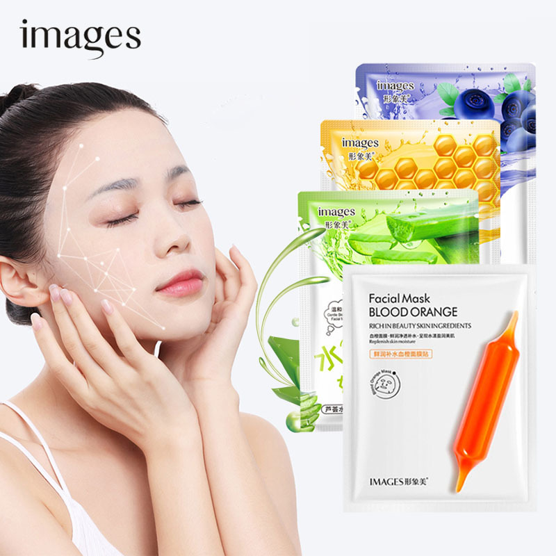 TAMIKO - Combo 5 mặt nạ Images mix lô hội, việt quất, mật ong, cam đỏ mặt nạ giấy dưỡng ẩm dưỡng trắng mặt nạ nội địa Trung TM-MA274