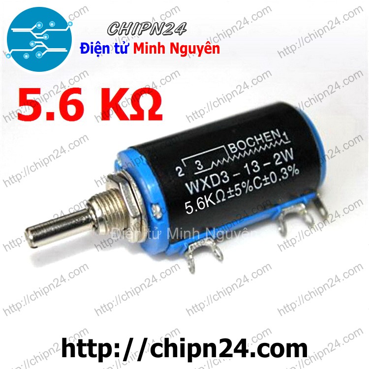 [1 cái] (F40) Biến trở WXD3 5K6 (WXD3-13-2W) (Biến trở Chiết áp tinh chỉnh xoay 10 vòng)
