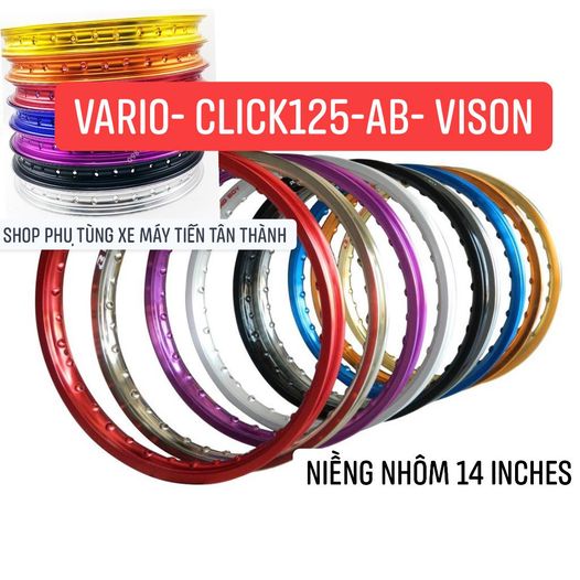 NIỀNG NHÔM AKEI 1.4 - 1.6 SIZE 14 INCHES  XE TAY GA CLICK AB125 VISION VARIO