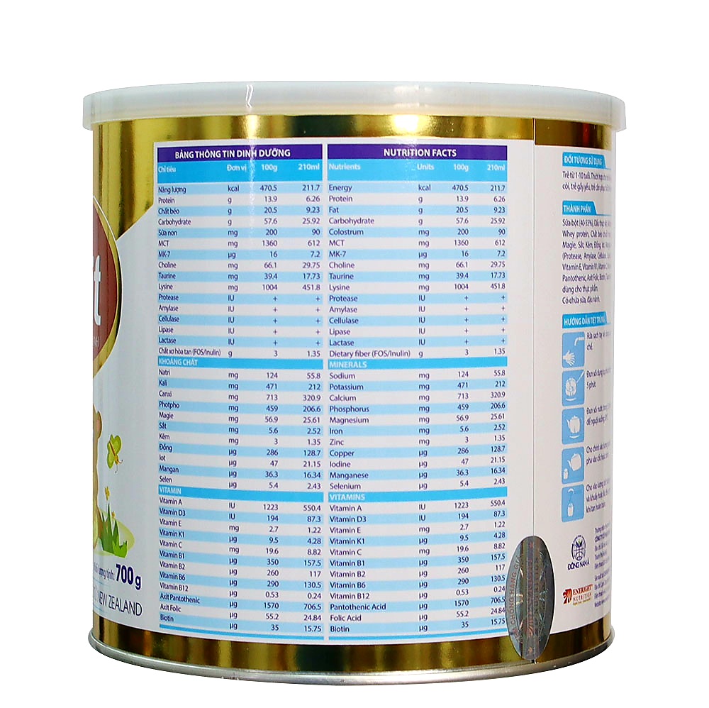 Combo 2 lon sữa bột Nutralait BA 700g [Cho trẻ 1_10 tuổi]