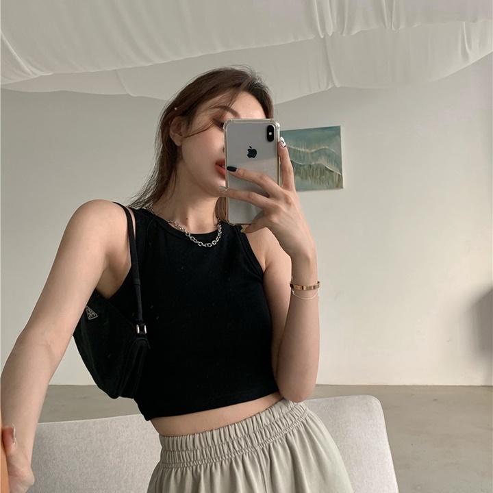 Áo Croptop Ba Lỗ Nữ Sát Nách Cổ Tròn From Ôm Basic - Tharo Clothing