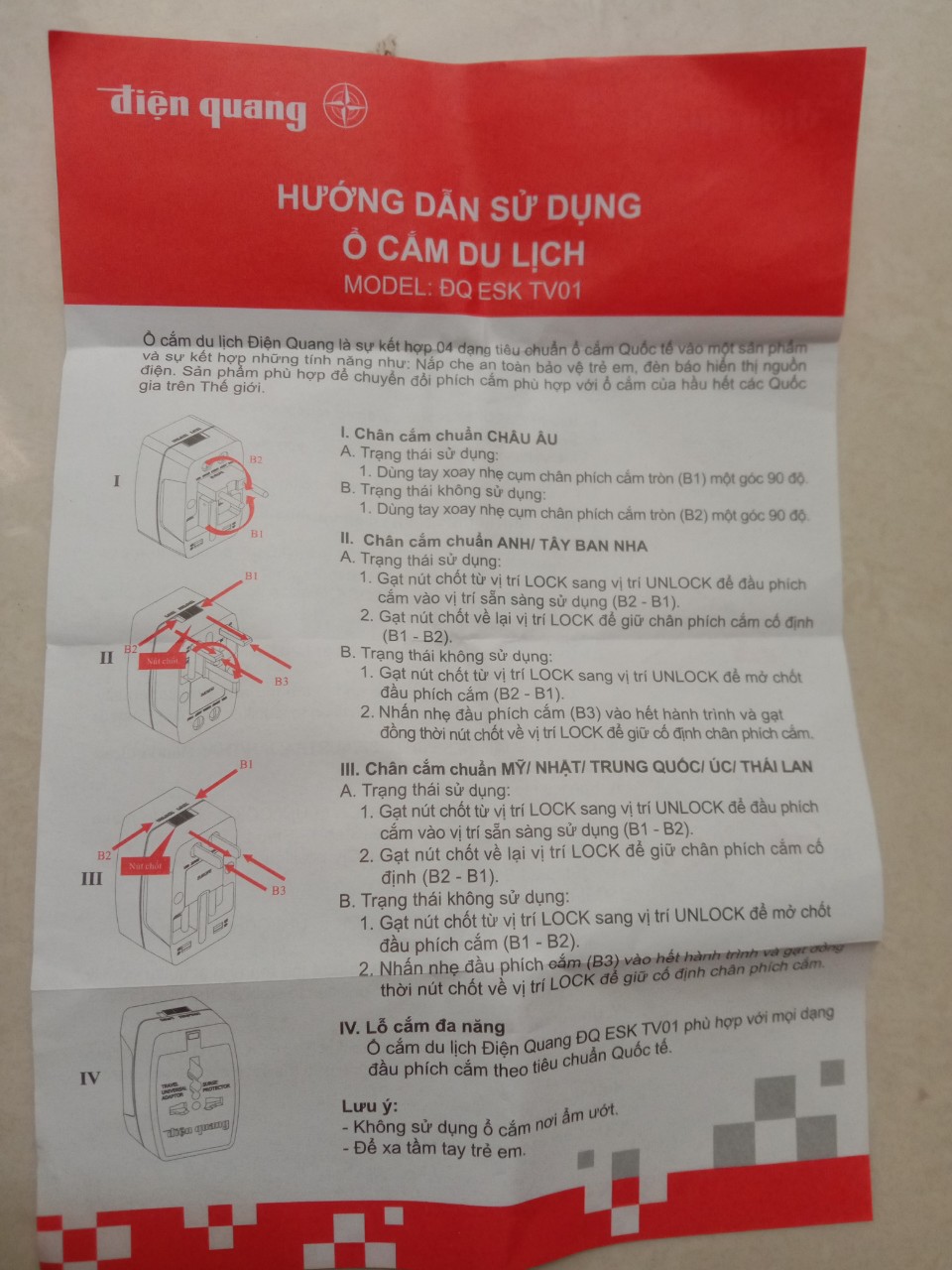 Ổ CẮM DU LỊCH ĐIỆN QUANG