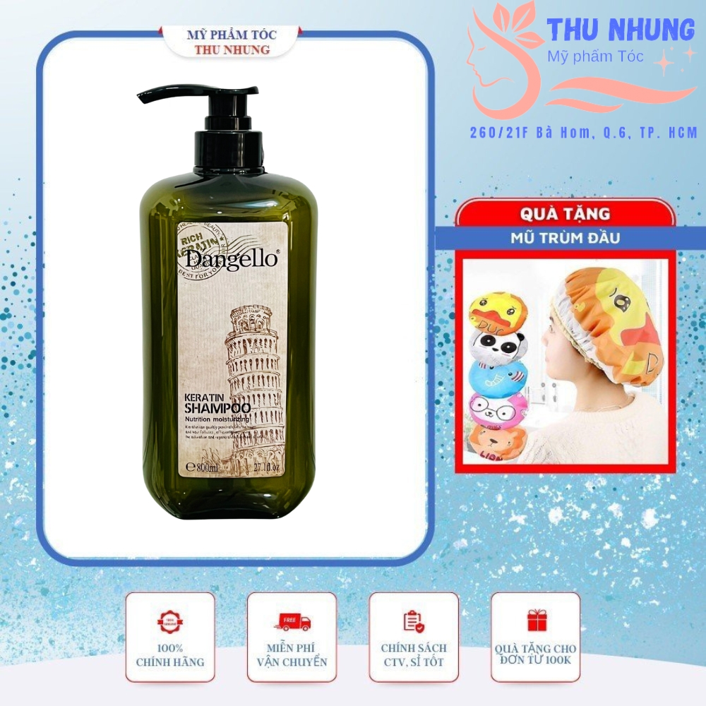 Dầu gội siêu mượt cho tóc khô hư tổn Dangello Keratin shampoo 800ml