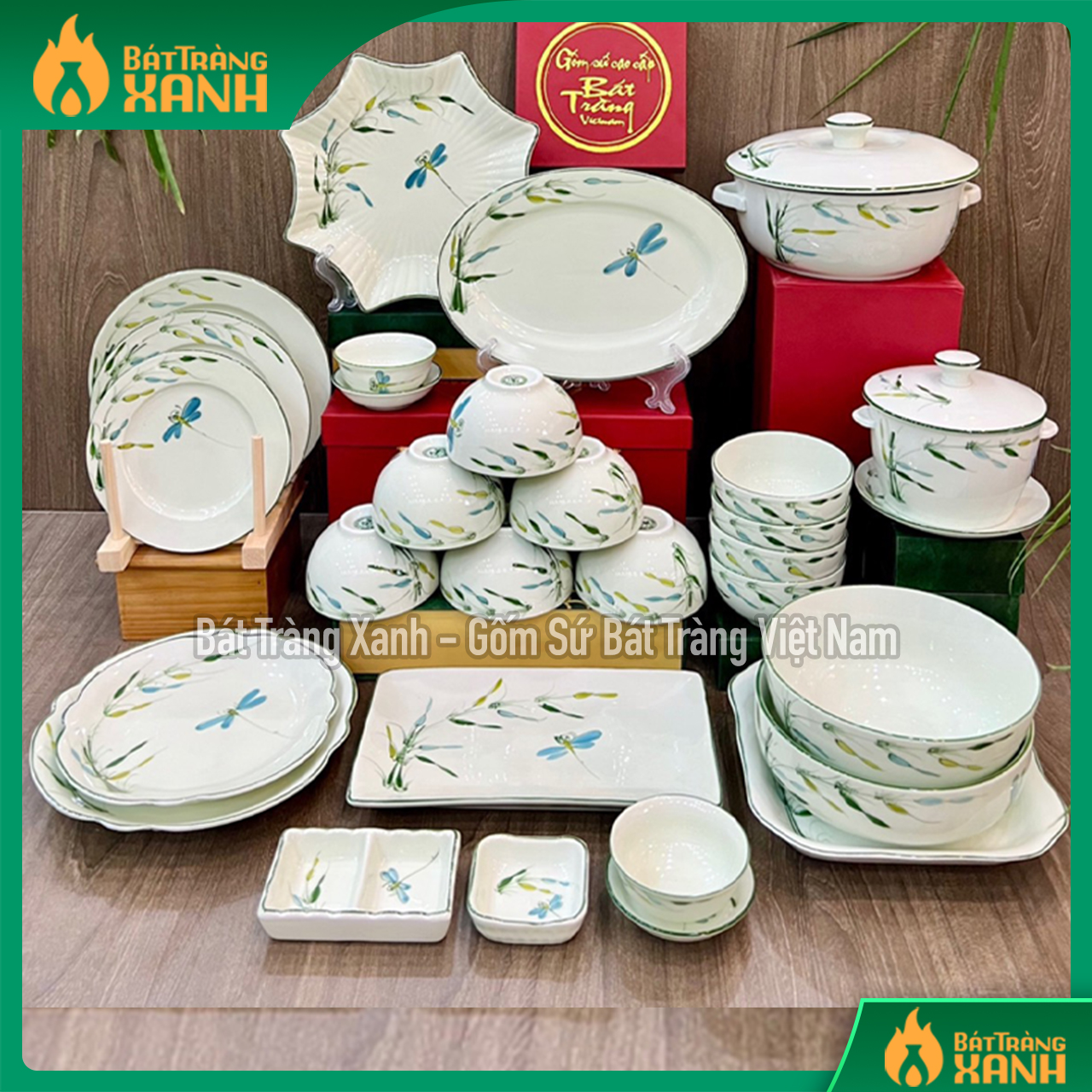 Bát, đĩa, tô, chén ăn cơm Bát Tràng Vẽ Tay Trúc Chuồn - Bộ chén dĩa, Bộ đồ ăn, bộ bát đĩa Hàng loại !