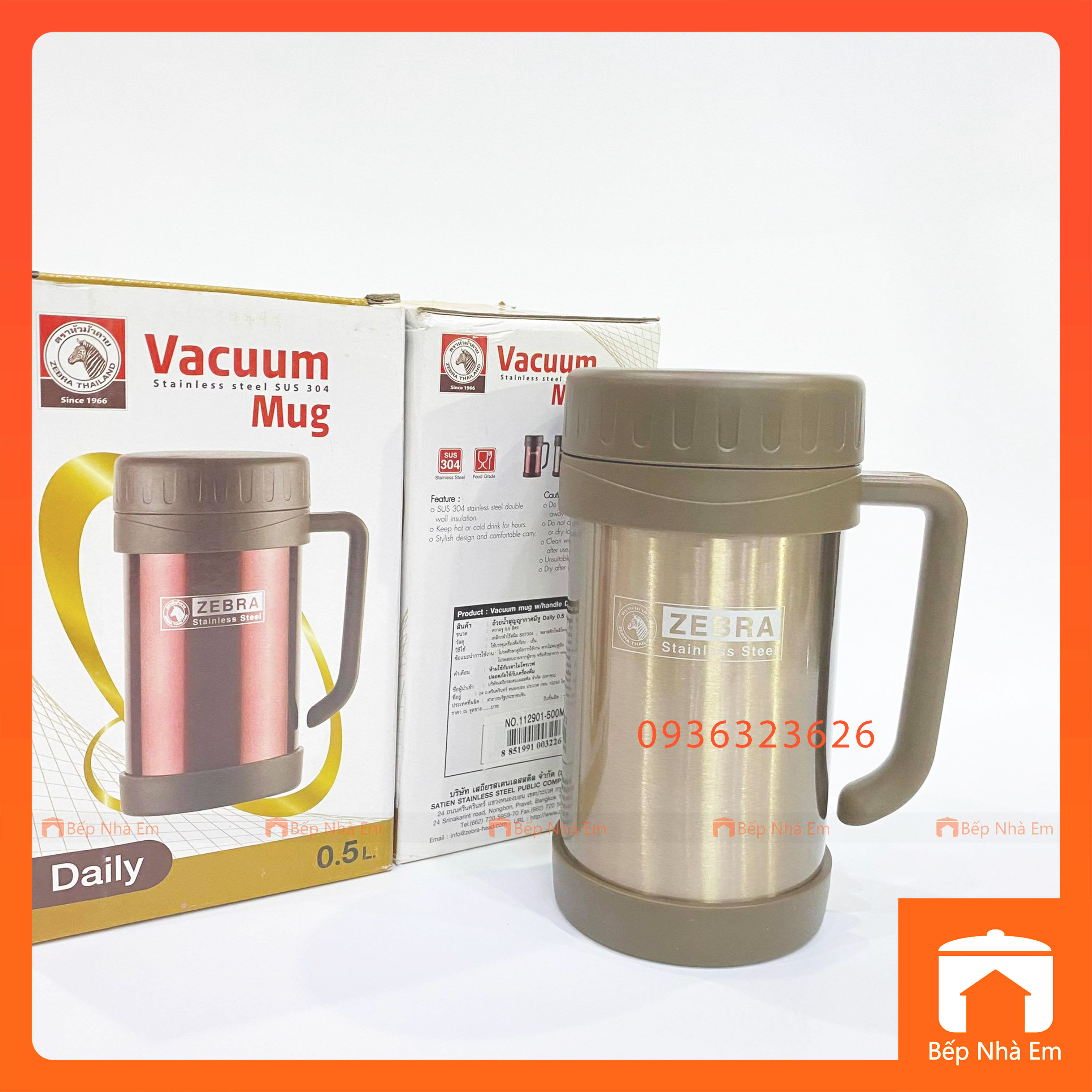 Ca giữ nhiệt zebra daily 0.5l - 112901 - hàng nhập khẩu thái lan