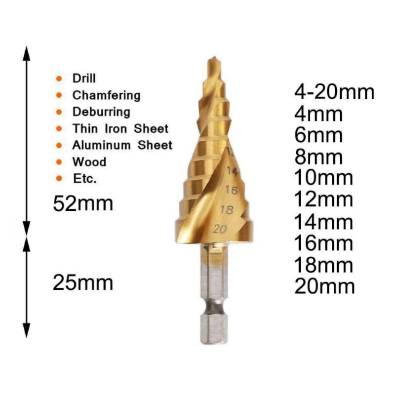 BỘ MŨI KHOAN THÁP ĐA NĂNG BƯỚC 4 - 32MM