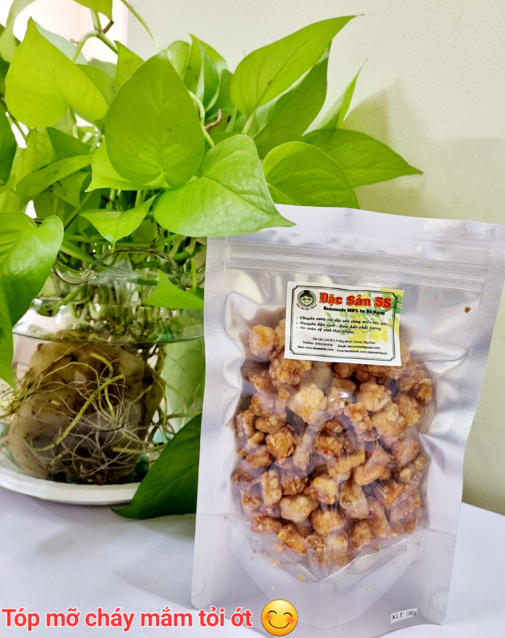 Tóp mỡ cháy mắm tỏi túi 100g Đặc Sản 5S