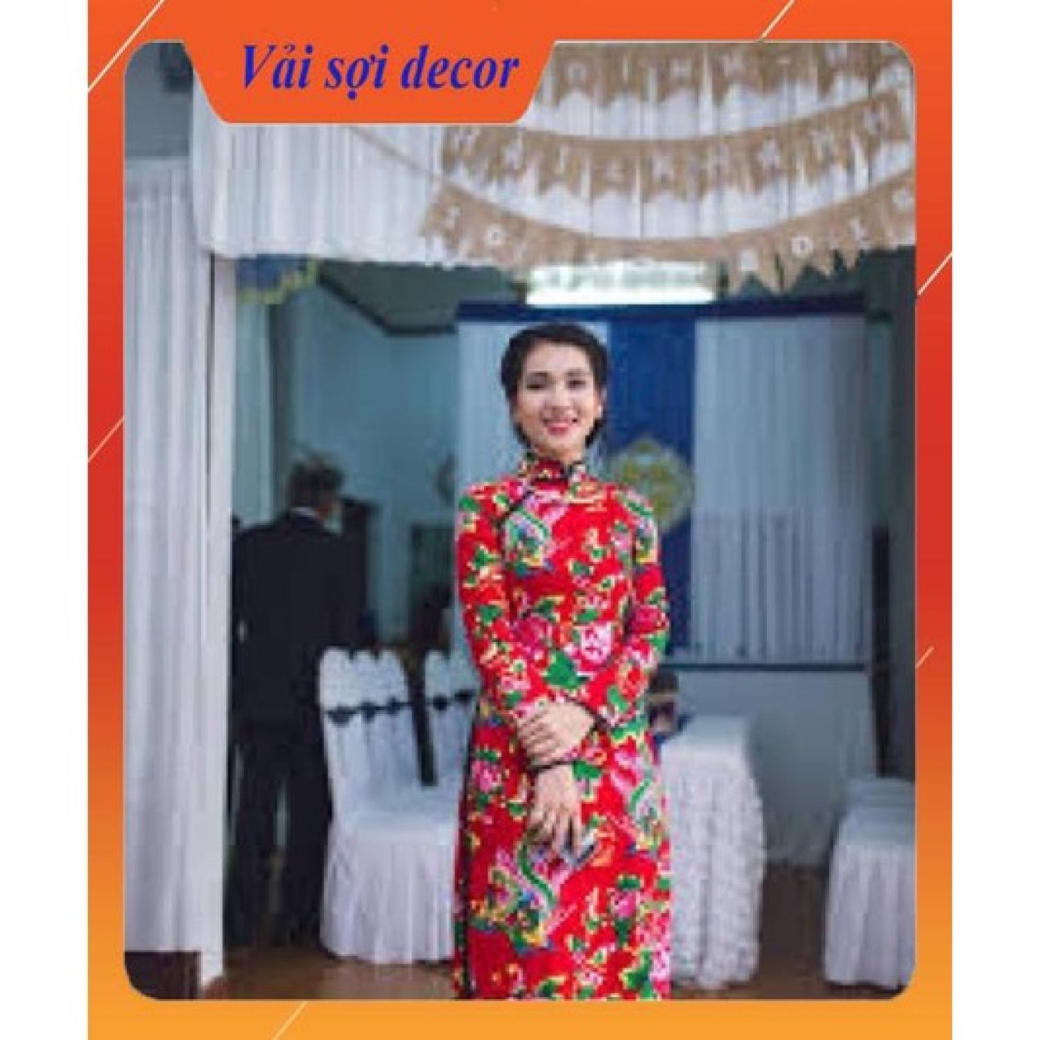 Vải chăn con công màu đỏ khổ vải 1,6m